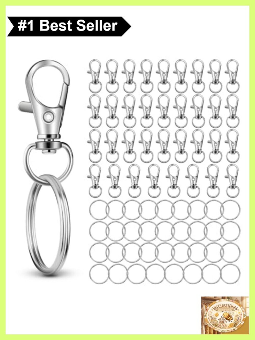 70pc Swivel Lobster Claw Clasps & Key Rings DIY Jewelry Making Kit